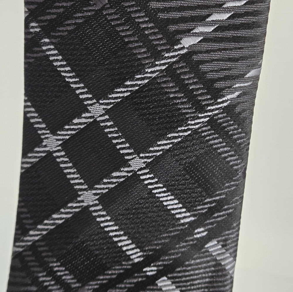JF J. Ferrar Mens Black And Grey Polyester Tie - Picture 6 of 8